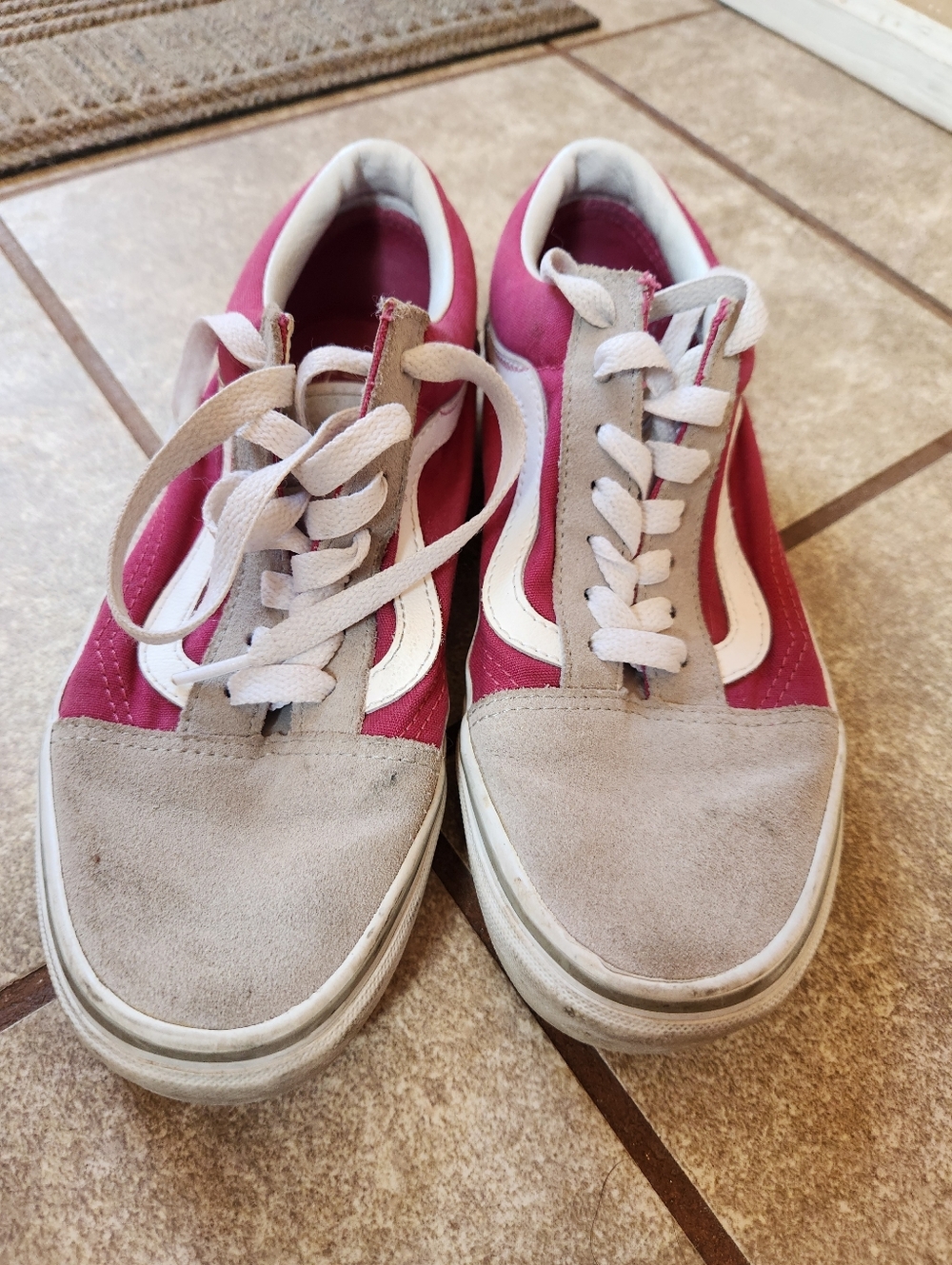 VANS Women's Pink and Beige Low-Top Shoes